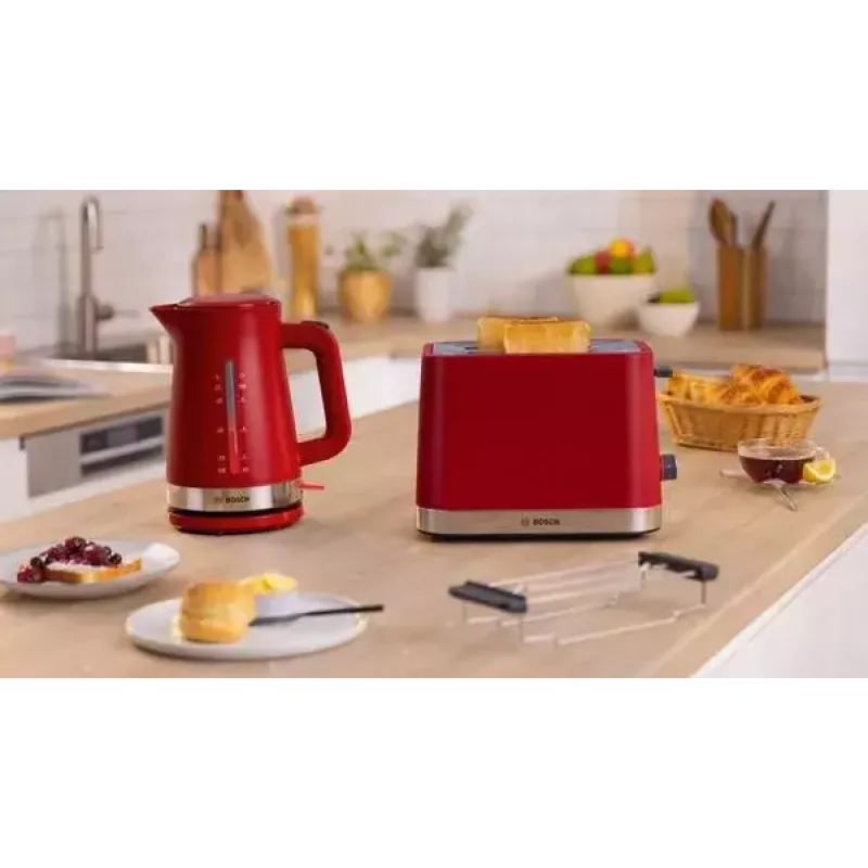 Tostadora Bosch TAT4M224 2 rebanadas 950 W roja acero inoxidable