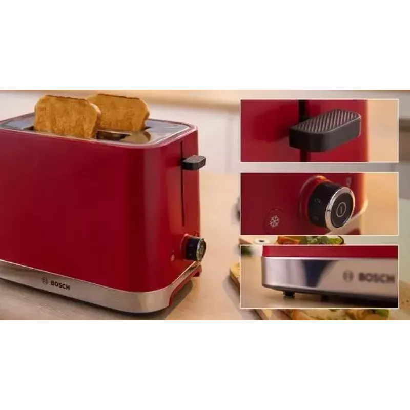 Tostadora Bosch TAT4M224 2 rebanadas 950 W roja acero inoxidable