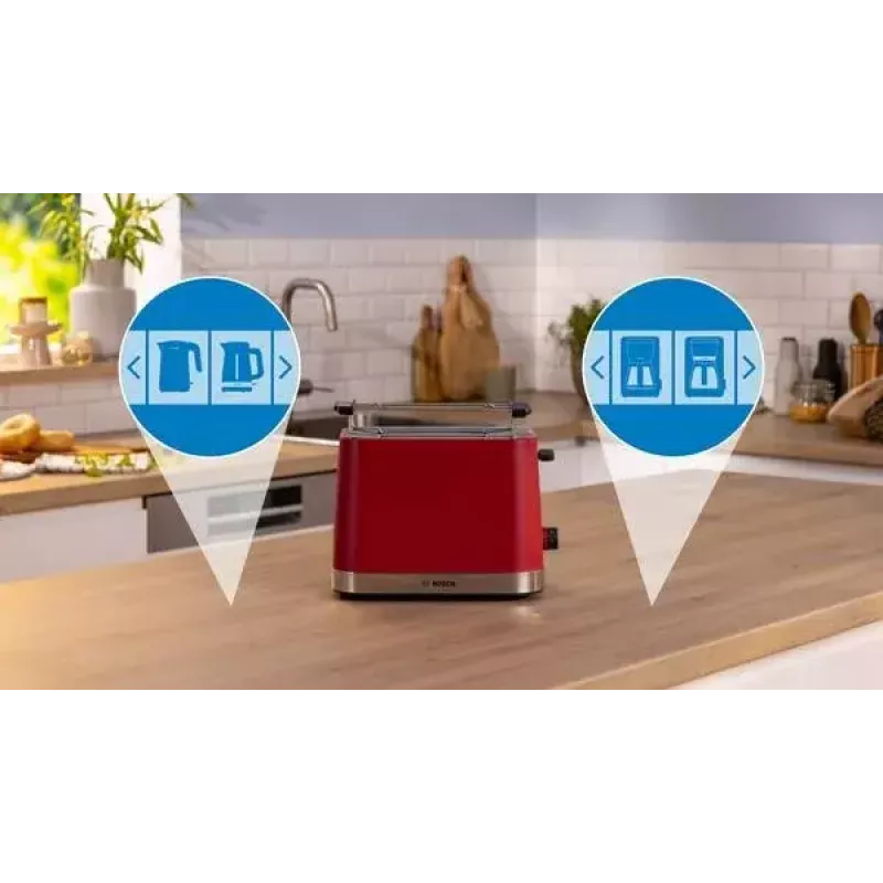 Tostadora Bosch TAT4M224 2 rebanadas 950 W roja acero inoxidable