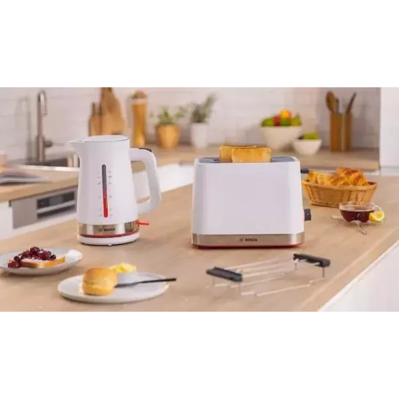 Tostadora Bosch TAT4M221 2 rebanadas 950 W blanca acero inoxidable
