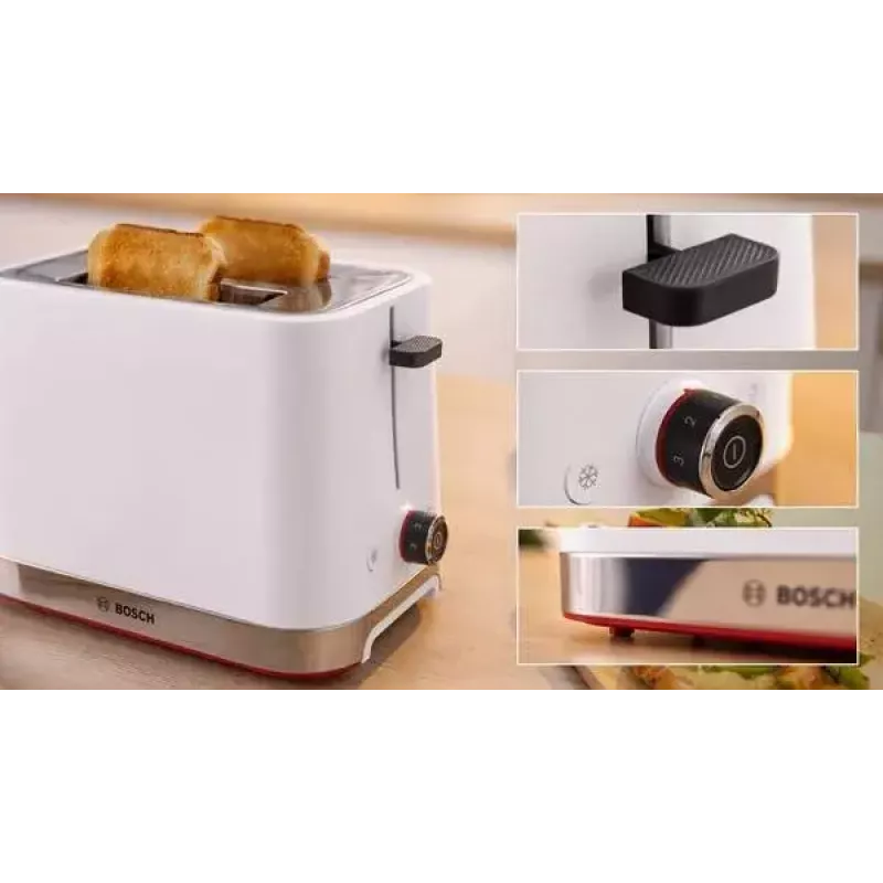 Tostadora Bosch TAT4M221 2 rebanadas 950 W blanca acero inoxidable