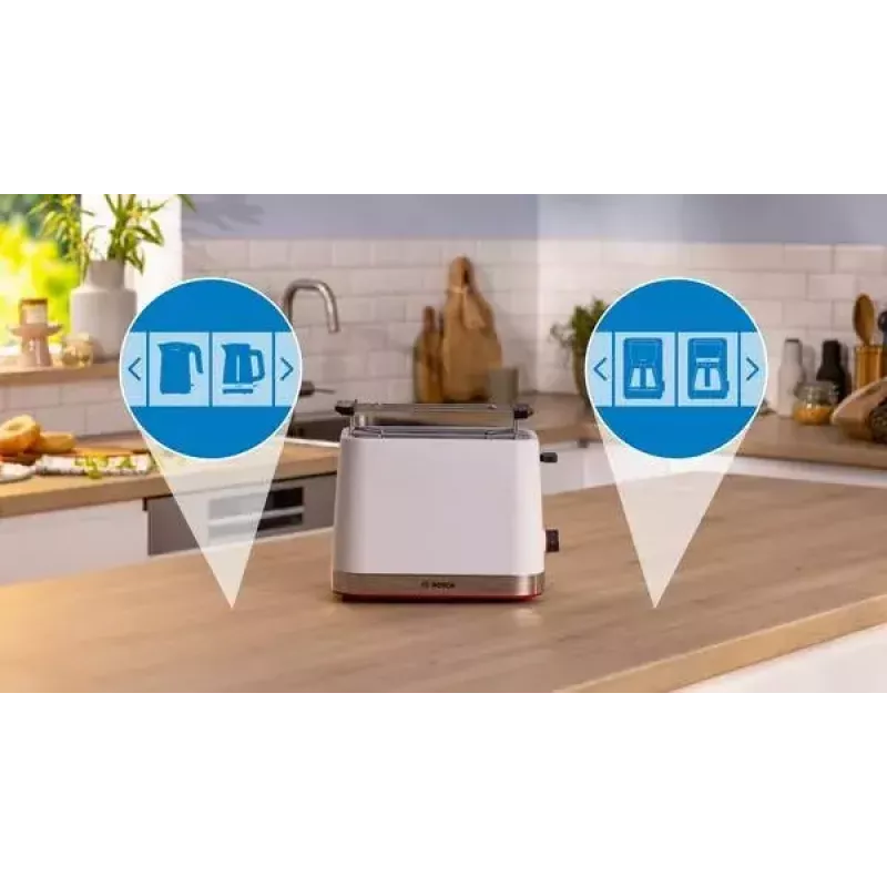 Tostadora Bosch TAT4M221 2 rebanadas 950 W blanca acero inoxidable