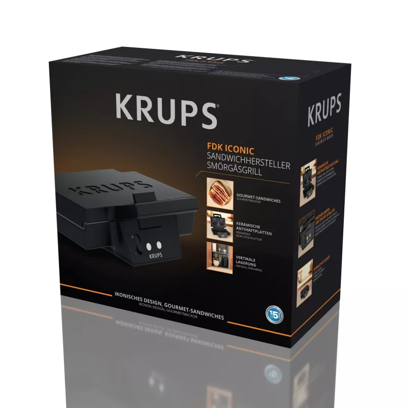 Sandwichera Krups FDK Iconic FDK462 850 W negra
