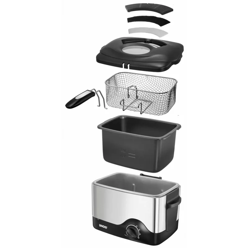 Freidora Unold 58615 Aparato independiente 1200 W Freidora Negra, Acero inoxidable