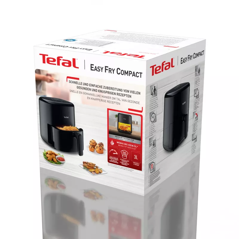 Freidora de aire Tefal Easy Fry EY145810 — Capacidad 3 L, 1300 W, Control táctil, Pantalla LCD, negra