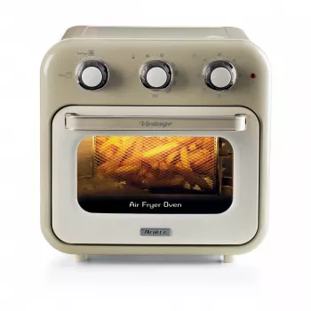 Freidora de aire y horno Ariete 4632 Vintage, 1400W, 2en1, Capacidad 16L, Accesorios incluidos, Temporizador 60 minutos, Doble cristal, Beige