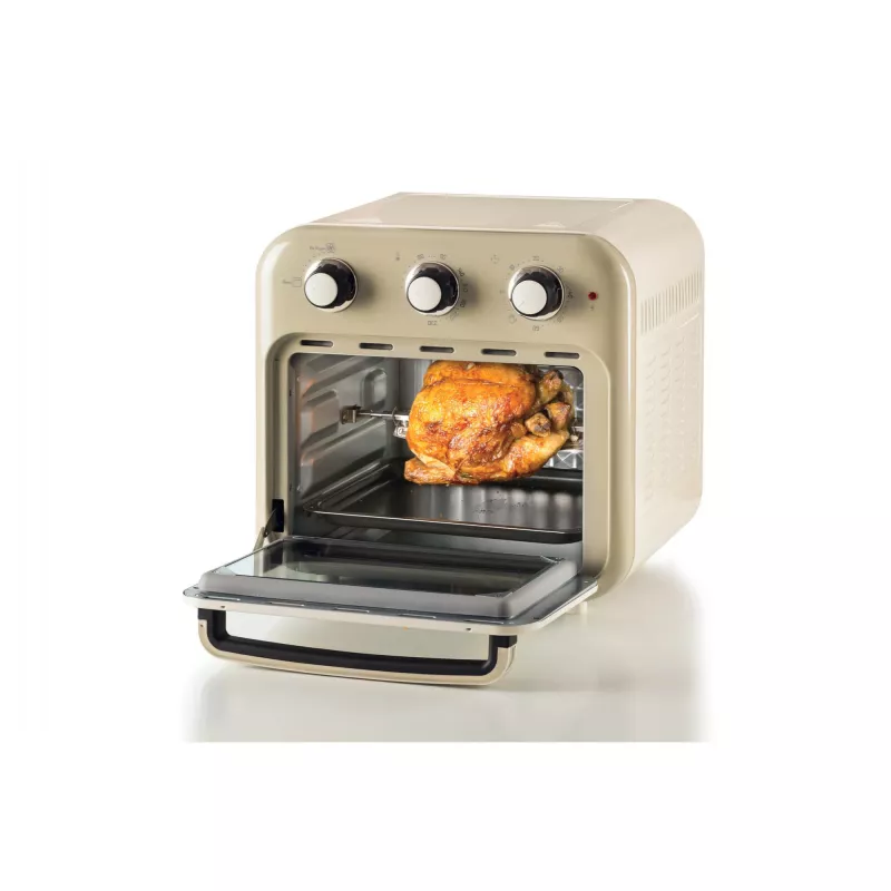 Freidora de aire y horno Ariete 4632 Vintage, 1400W, 2en1, Capacidad 16L, Accesorios incluidos, Temporizador 60 minutos, Doble cristal, Beige