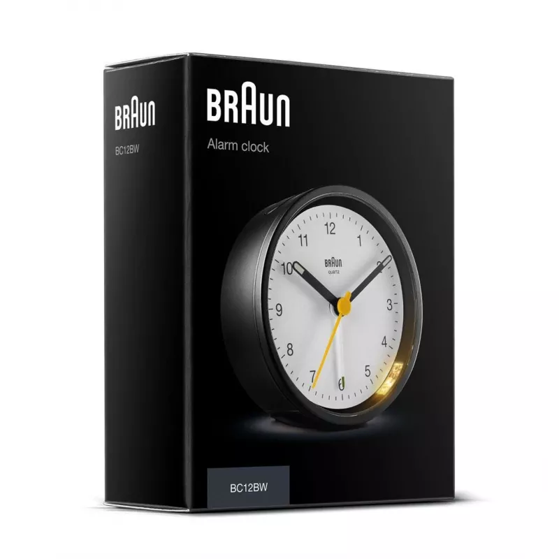 Despertador de cuarzo Braun BC12BW negro, blanco