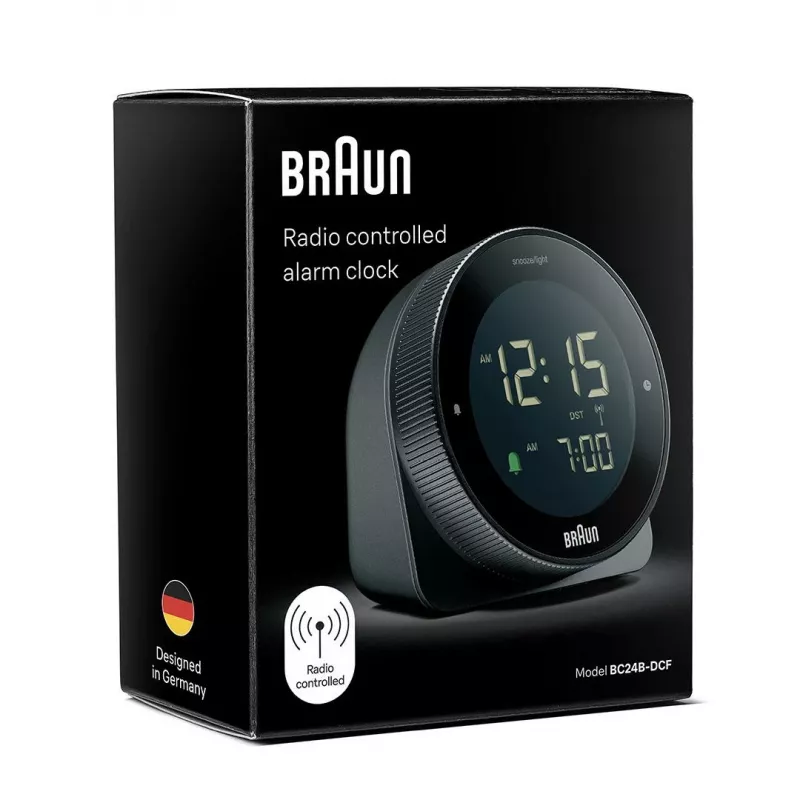Despertador radiocontrolado BRAUN BC 24 B DCF negro – despertador radiocontrolado con pantalla digital