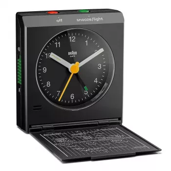 Despertador BRAUN BC 05 B cuarzo plegable negro — despertador de viaje compacto