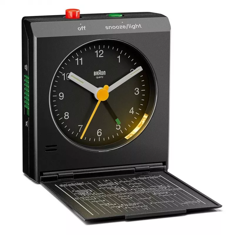 Despertador BRAUN BC 05 B cuarzo plegable negro — despertador de viaje compacto