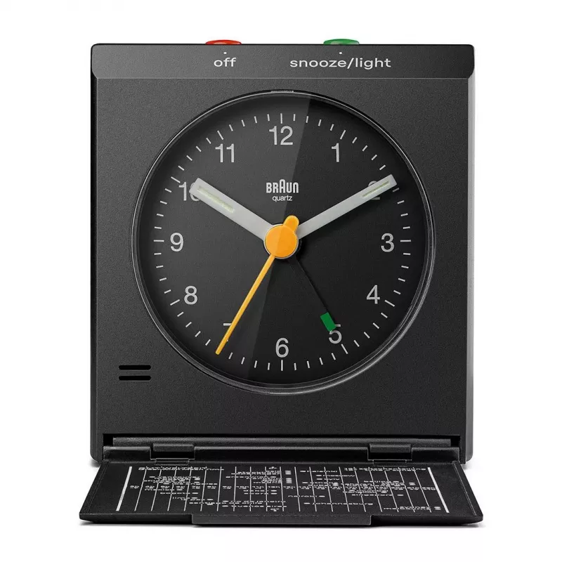 Despertador BRAUN BC 05 B cuarzo plegable negro — despertador de viaje compacto