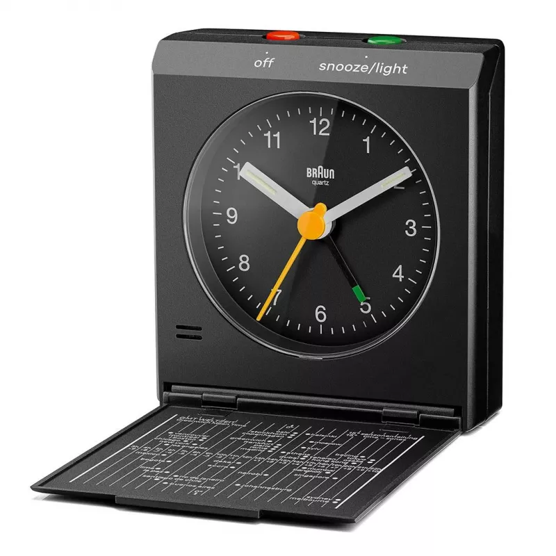 Despertador BRAUN BC 05 B cuarzo plegable negro — despertador de viaje compacto