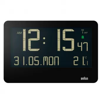 Reloj de pared/sobremesa radiocontrolado Braun BC14B-DCF rectangular negro