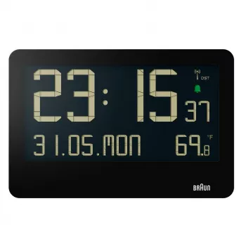 Reloj de pared/sobremesa radiocontrolado Braun BC14B-DCF rectangular negro