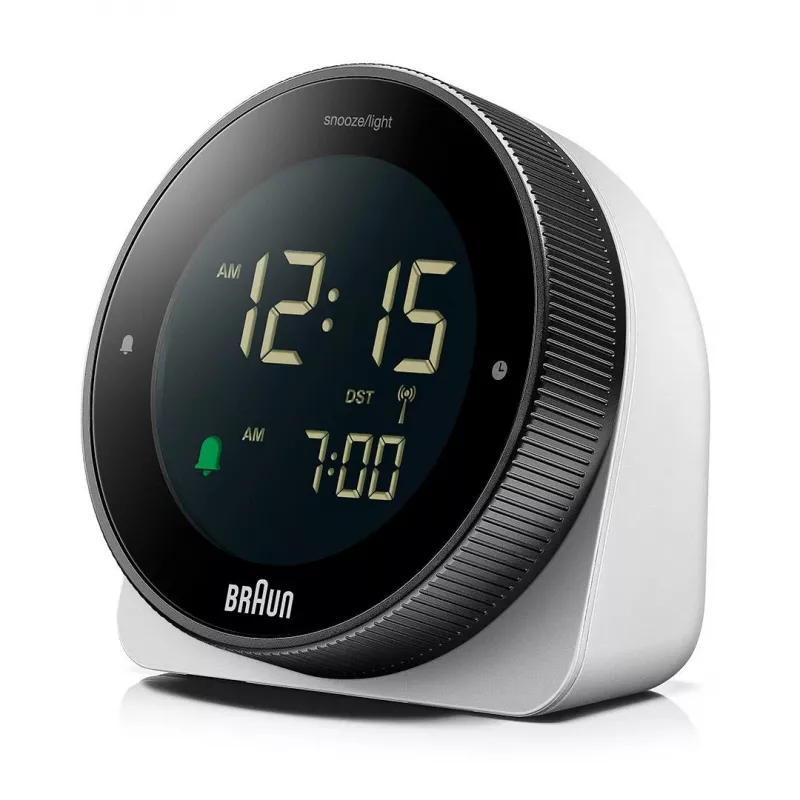 Reloj de pared/sobremesa radiocontrolado Braun BC24W-DCF rectangular negro, blanco