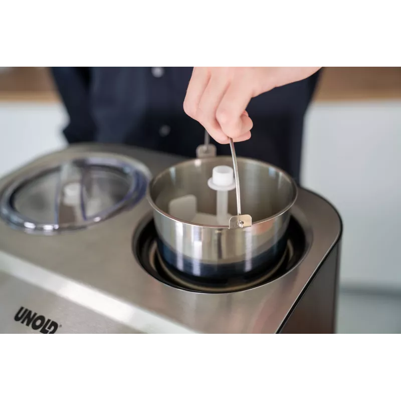 Máquina de helados con compresor Unold Doppio 2,4 l 250 W negra, acero satinado