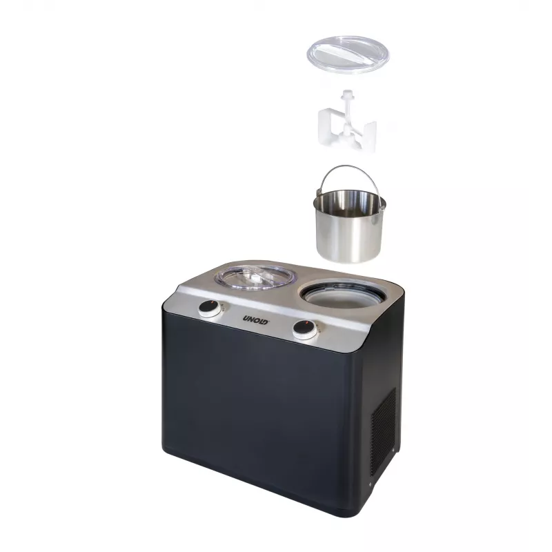 Máquina de helados con compresor Unold Doppio 2,4 l 250 W negra, acero satinado