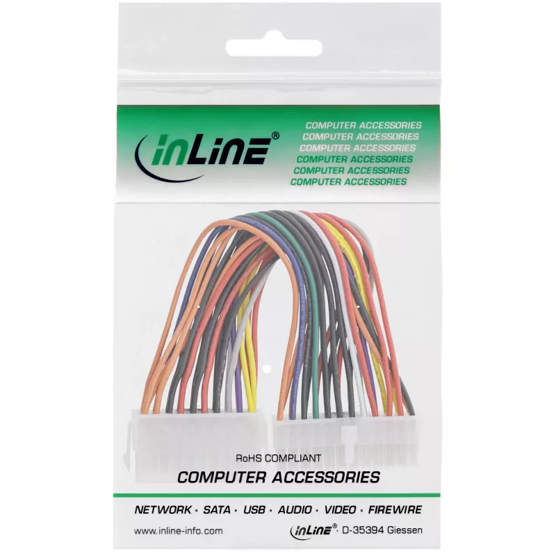 Cable adaptador de corriente para placa base InLine conector hembra 20 pines / conector macho 24 pines EPS 0,16 m