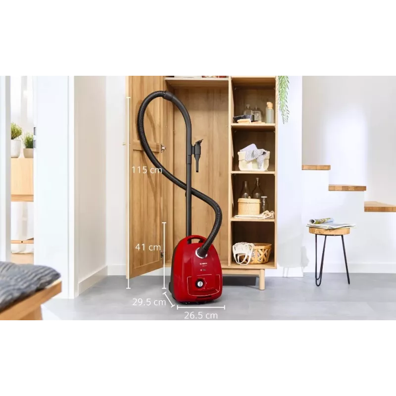 Aspirador de escoba Bosch Serie 4 BGD38RD1H, 600 W, 4 L bolsa, limpieza en seco, rojo