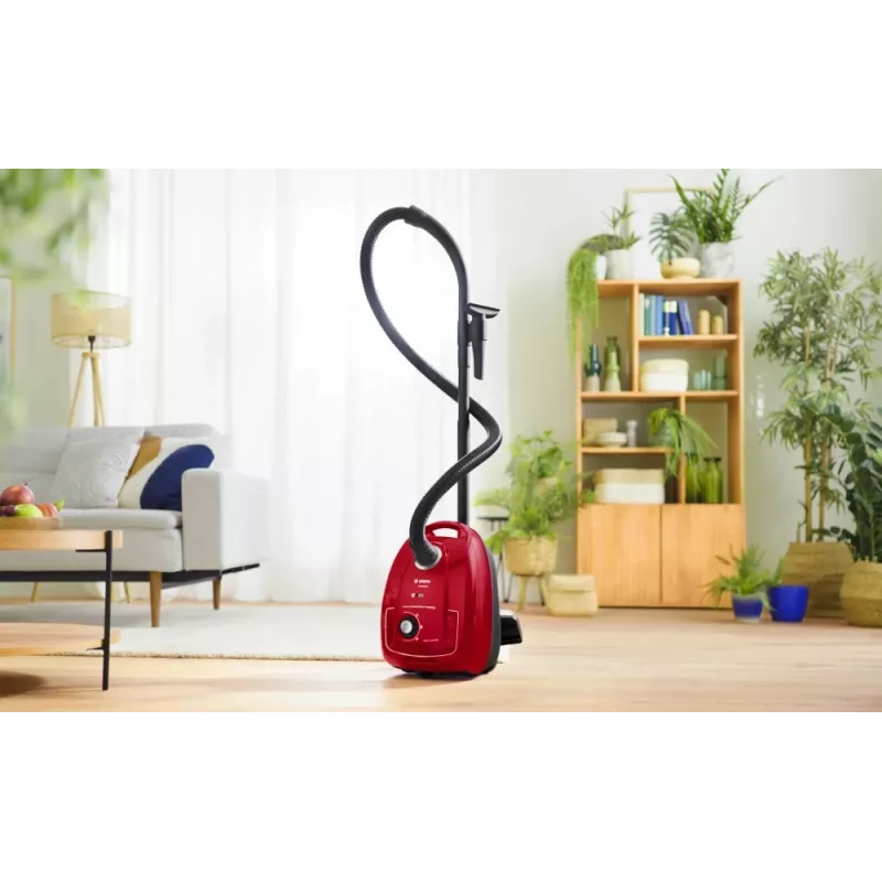 Aspirador de escoba Bosch Serie 4 BGD38RD1H, 600 W, 4 L bolsa, limpieza en seco, rojo