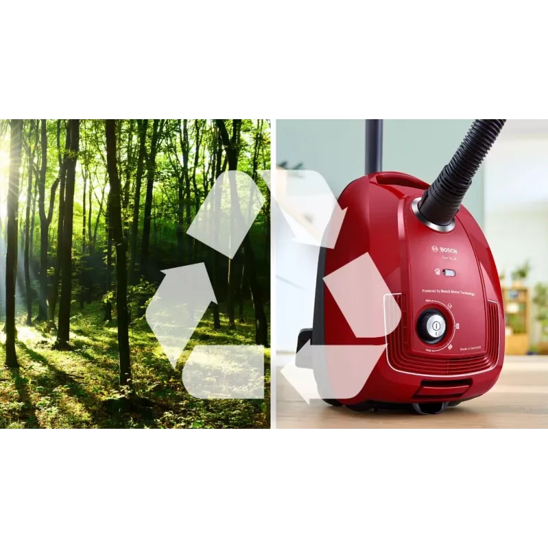 Aspirador de escoba Bosch Serie 4 BGD38RD1H, 600 W, 4 L bolsa, limpieza en seco, rojo
