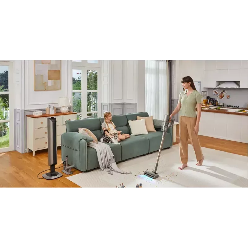 Dreame Z10 Station aspirador escoba 2 en 1 sin cable, sin bolsa, 150 AW, 481 W, autonomía de 65 min, beige