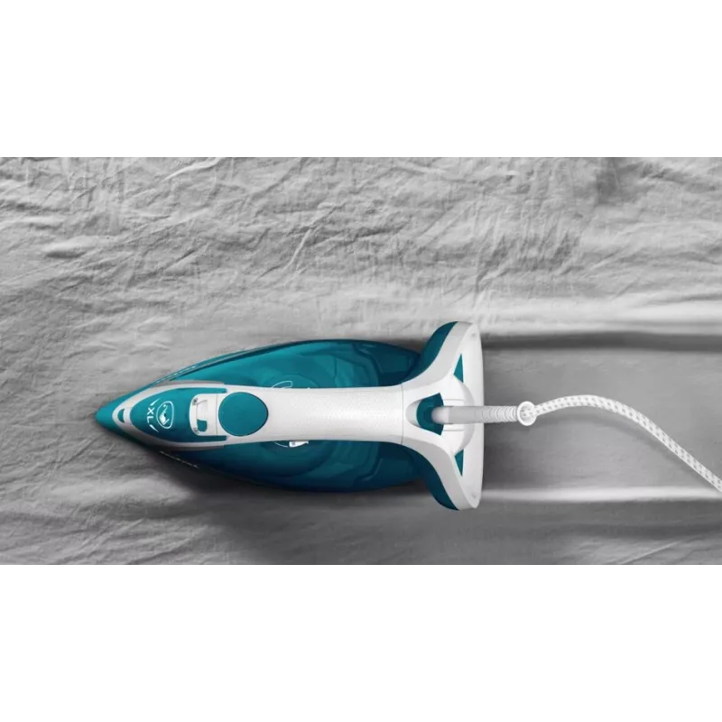 Plancha en seco y de vapor Tefal EasyGliss Plus FV5737 suela Durilium 2500 W turquesa, blanca