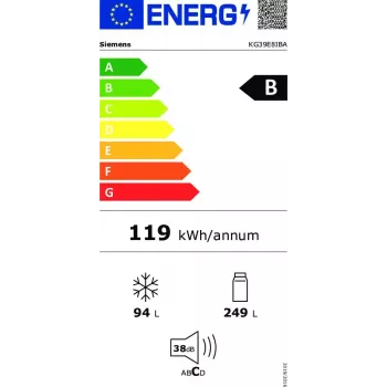 Frigorífico combi Siemens iQ500 KG39E8IBA independiente 343 L acero inoxidable