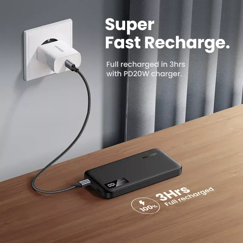 Batería externa Ugreen 25742 de iones de litio (Li-Ion) 10000 mAh Negro