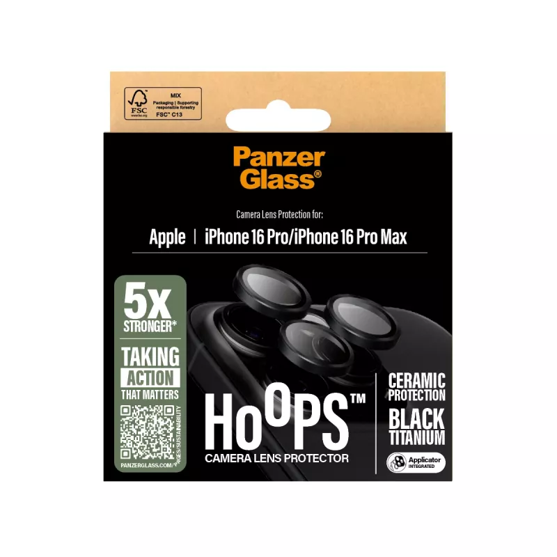 PanzerGlass ® Hoops® protector de objetivo de cámara de cerámica iPhone 16 Pro | 16 Pro Max
