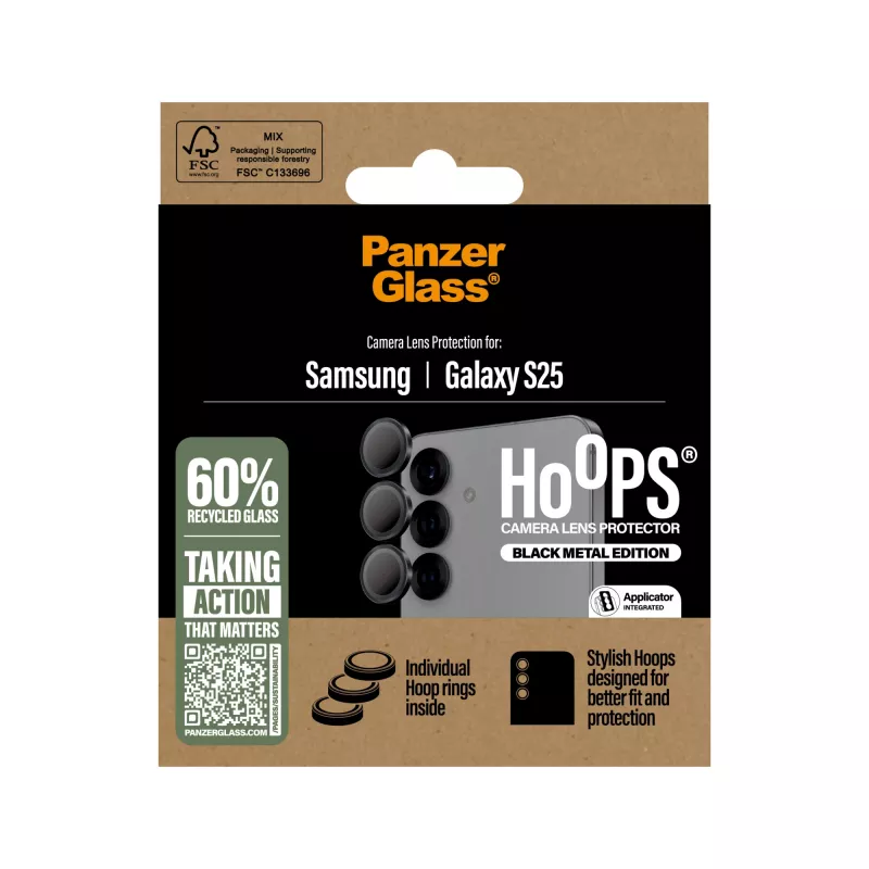 PanzerGlass ® Hoops® protector de lente de cámara negro Samsung Galaxy S25