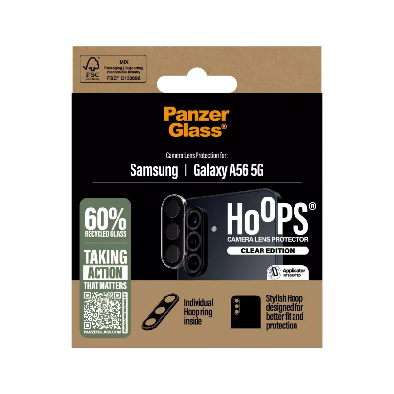 PanzerGlass Hoops protector de lentes de cámara transparente Samsung Galaxy A56 5G resistente a rayaduras y golpes