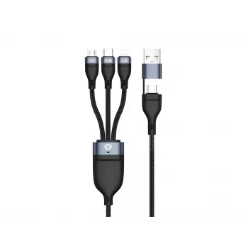 Cable de carga Conceptronic ETTA05B15 USB 3 en 1 PD 3.0 60W 1,5 m, 20V 3A, 480Mbps