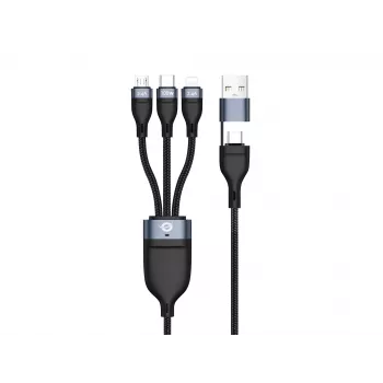 Cable de carga rápida Conceptronic ETTA06B15 USB 3 en 1 PD 3.0 100W 1,5 m, 20V 5A, 480 Mbit/s, E-Mark