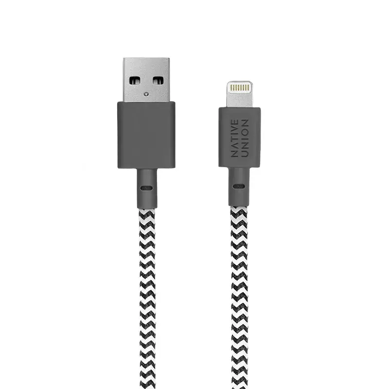 Cable Native Union Belt 1,2 m negro blanco Lightning USB-A