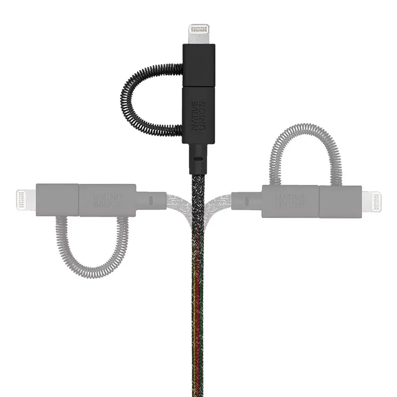 Cable USB Native Union BELT-ULC-CS-BLK-NP 2 m USB-A a USB-C/Micro-USB-A/Lightning negro