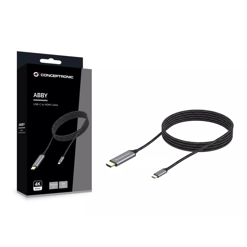 Cable Conceptronic USB-C a HDMI, macho a macho, 4K 60Hz, 2 m, USB Type-C, HDMI, macho, macho, recto
