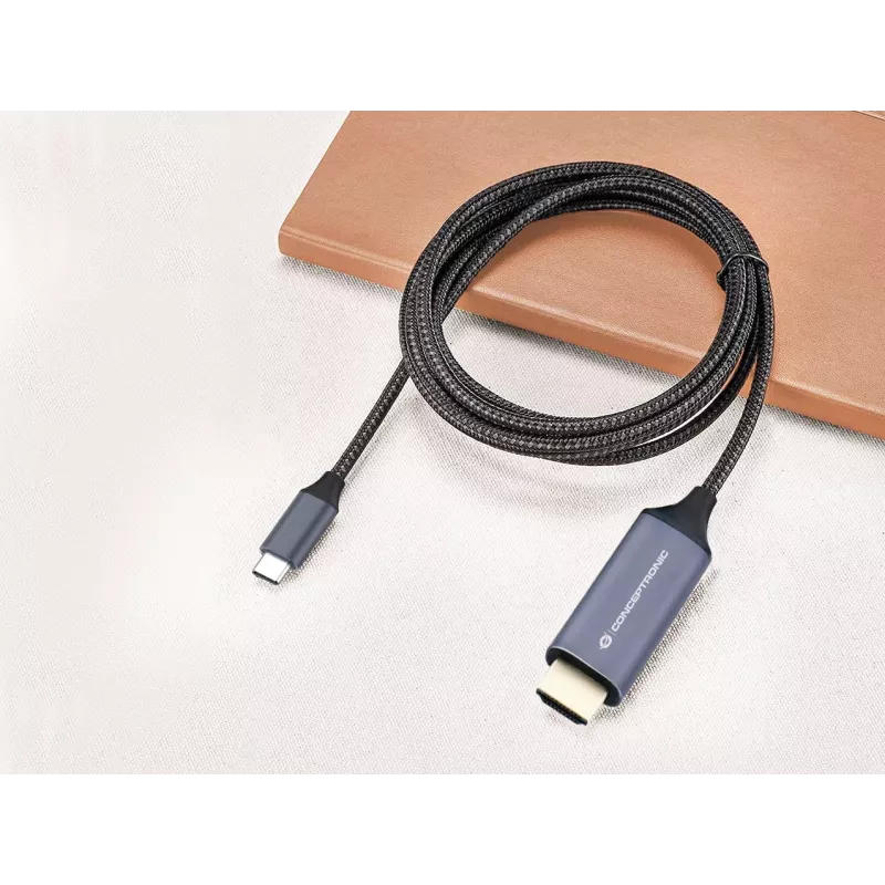 Cable Conceptronic USB-C a HDMI, macho a macho, 4K 60Hz, 2 m, USB Type-C, HDMI, macho, macho, recto