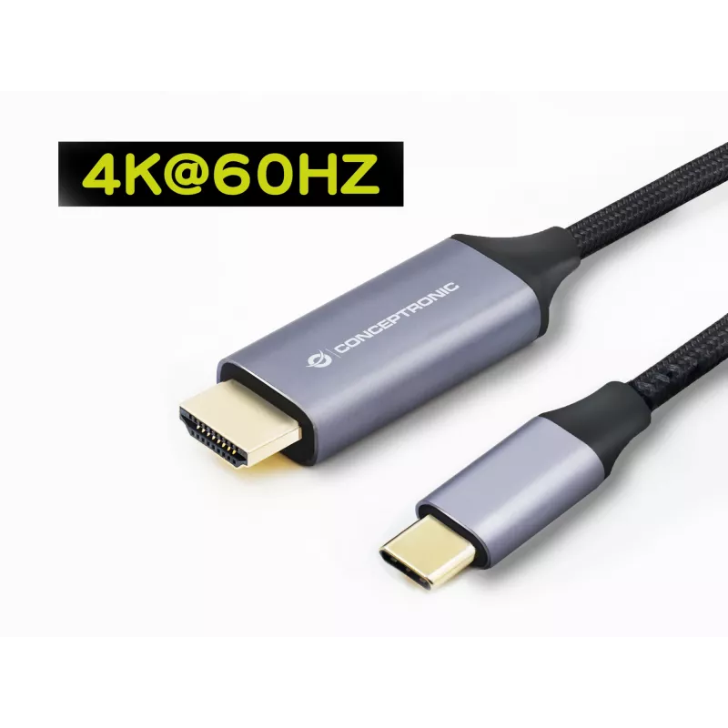 Cable Conceptronic USB-C a HDMI, macho a macho, 4K 60Hz, 2 m, USB Type-C, HDMI, macho, macho, recto