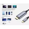 Cable Conceptronic USB-C a HDMI, macho a macho, 4K 60Hz, 2 m, USB Type-C, HDMI, macho, macho, recto