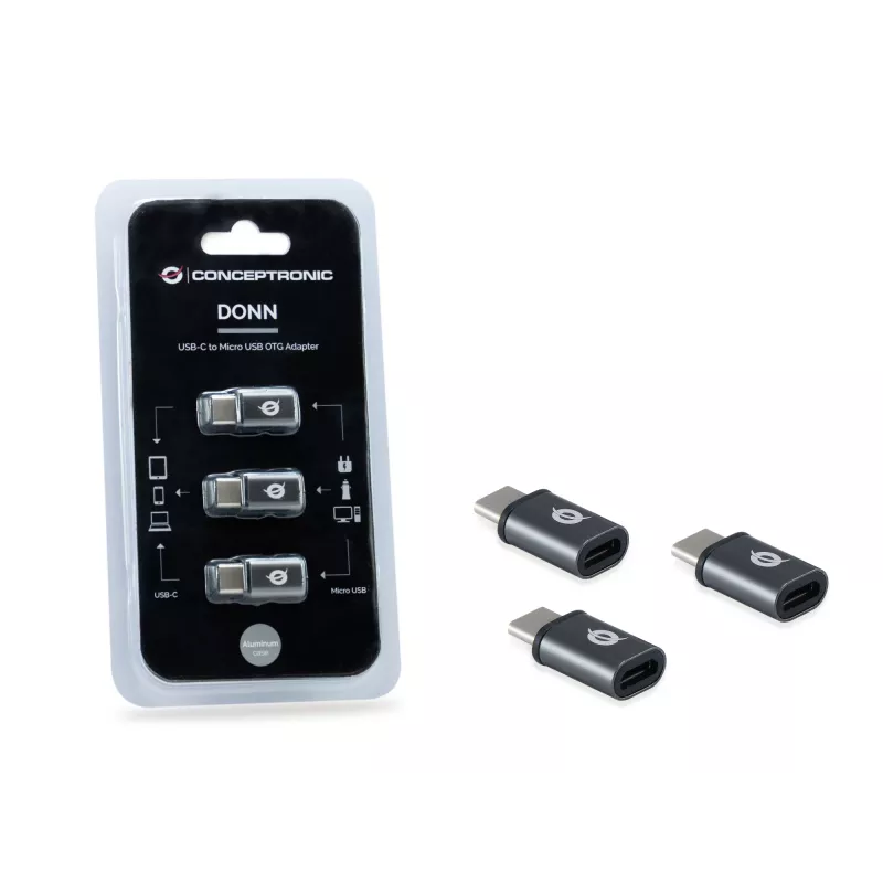 Adaptador OTG Conceptronic DONN USB-C a Micro USB pack de 3