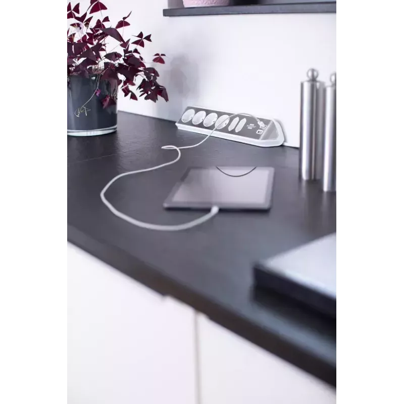 Alargador de corriente Brennenstuhl 1153590620 2m 6 tomas de corriente interior plata blanco