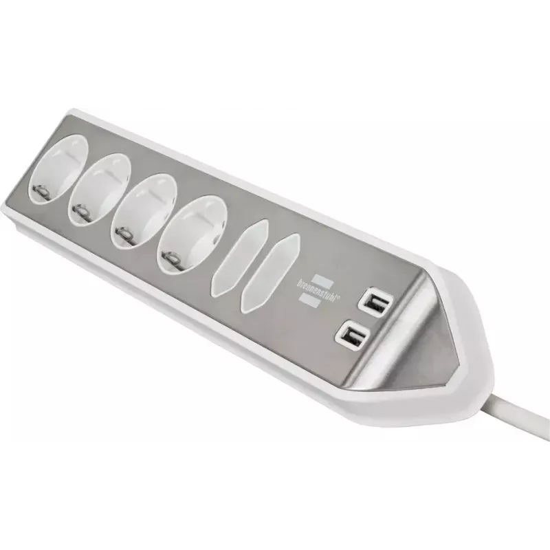 Alargador de corriente Brennenstuhl 1153590620 2m 6 tomas de corriente interior plata blanco