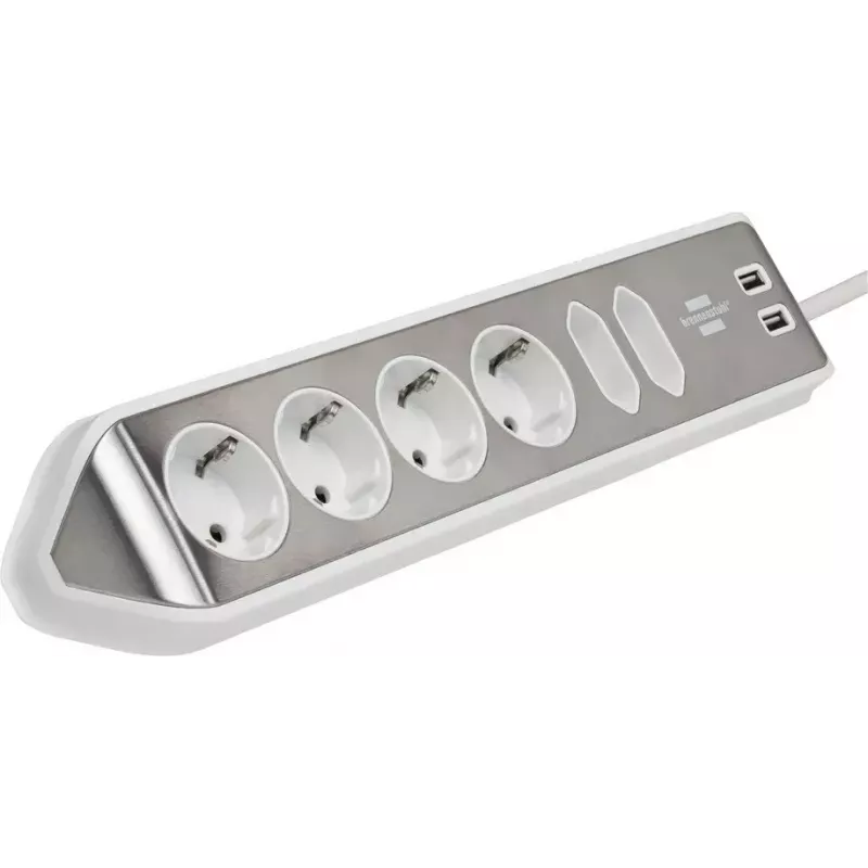 Alargador de corriente Brennenstuhl 1153590620 2m 6 tomas de corriente interior plata blanco