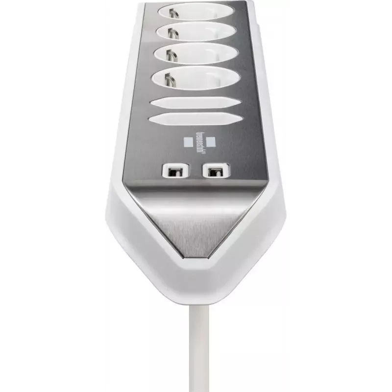 Alargador de corriente Brennenstuhl 1153590620 2m 6 tomas de corriente interior plata blanco