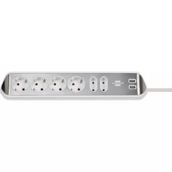 Alargador de corriente Brennenstuhl 1153590620 2m 6 tomas de corriente interior plata blanco
