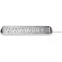 Alargador de corriente Brennenstuhl 1153590620 2m 6 tomas de corriente interior plata blanco