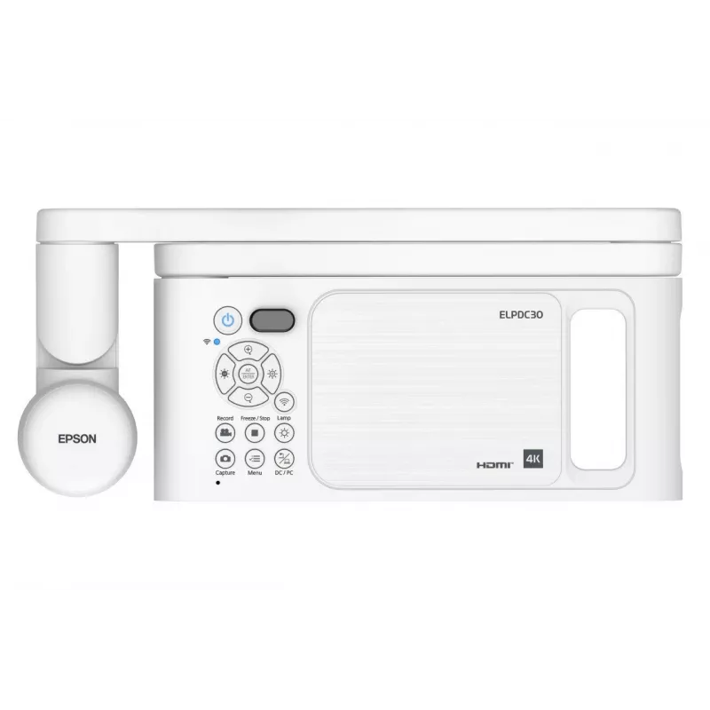 Epson ELPDC30 V12HB09080 cámara de documentos, 4K UHD (3840 x 2160), 13 MP, zoom digital 23x / óptico 10x, CMOS, HDMI/USB/Wi-Fi, blanca