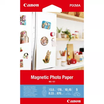 Canon MG-101 Papel fotográfico magnético, 4x6 pulgadas, 5 hojas